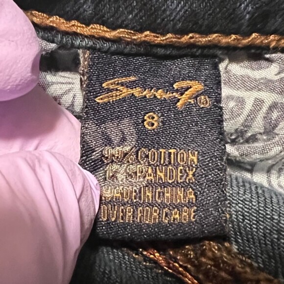 Seven7 Womens Blue Washed Bootcut Denim Thick Stitch Mid Rise Jeans Size 8 - Picture 9 of 12